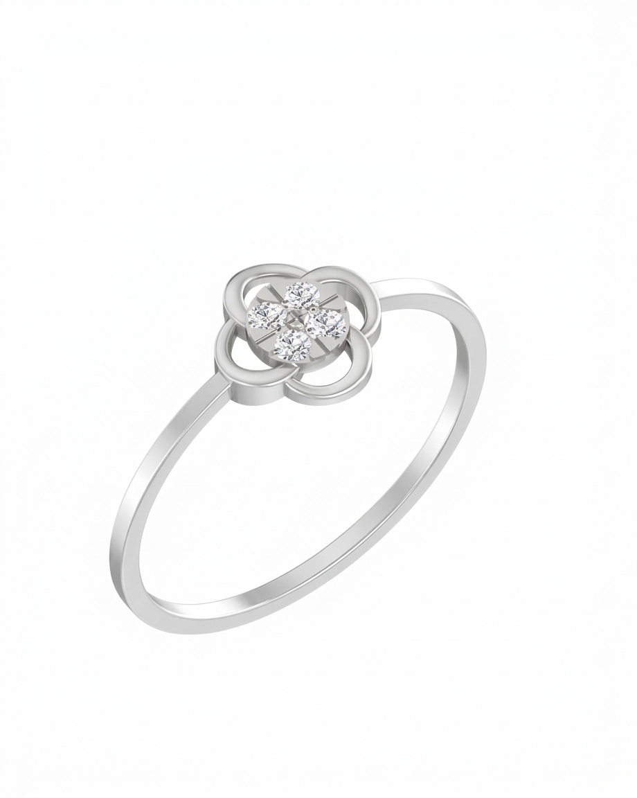 Gold & Diamond Floral Ring For Women KRB10200