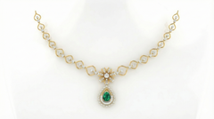 14K Gold & Diamond Gemstone Necklace Set KRB44097NG-A