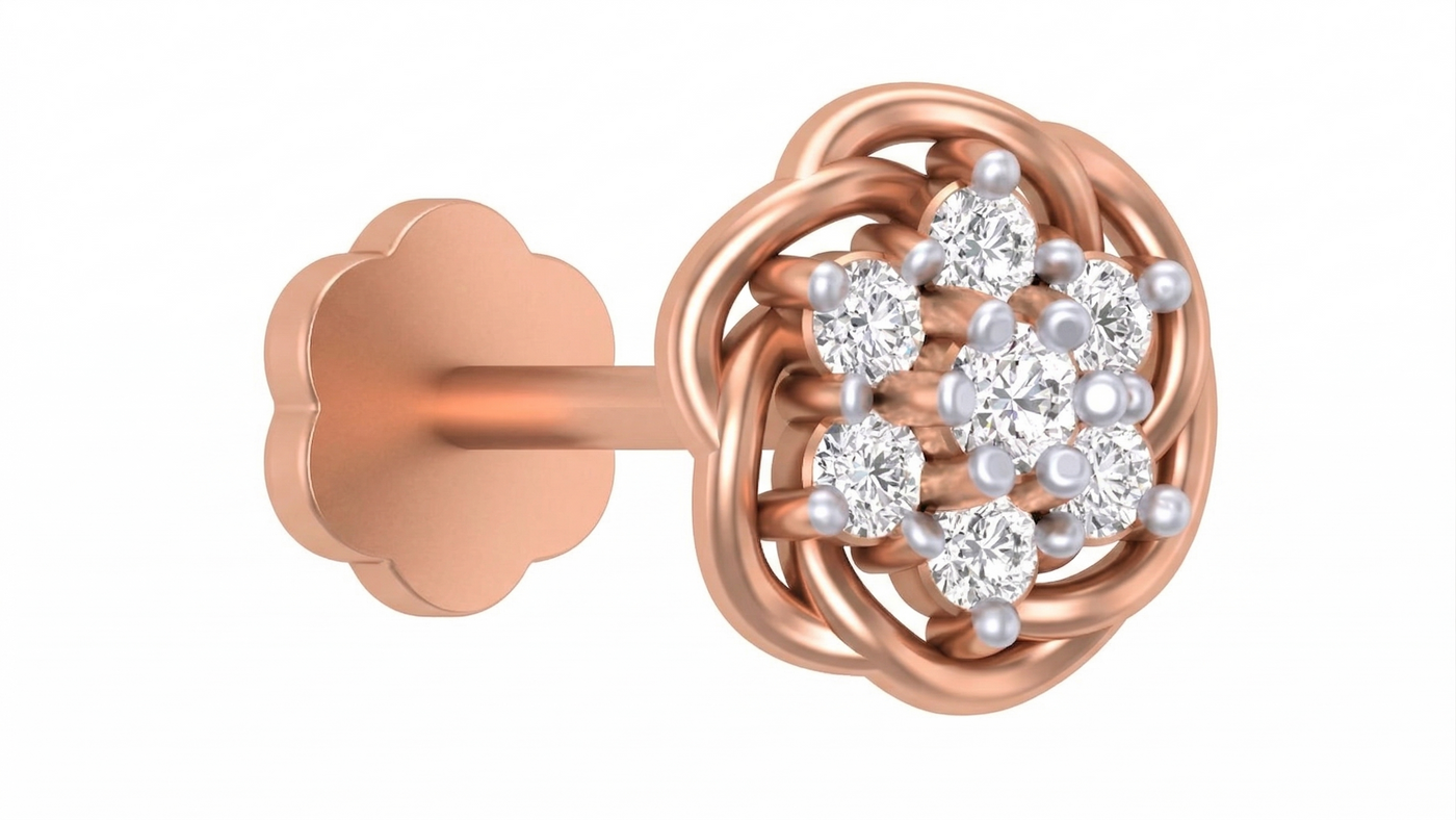 Gold & Diamond Stud Nose Pin KRC80199