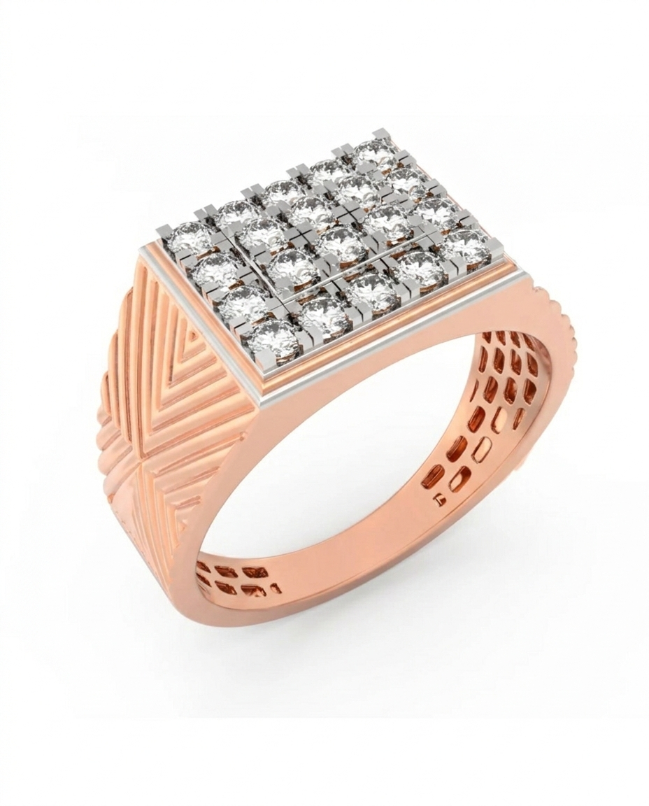 Gold & Diamond Engagement Ring For Men KRB20091