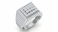 18K Gold & Diamond Square Ring For Men KRA60180