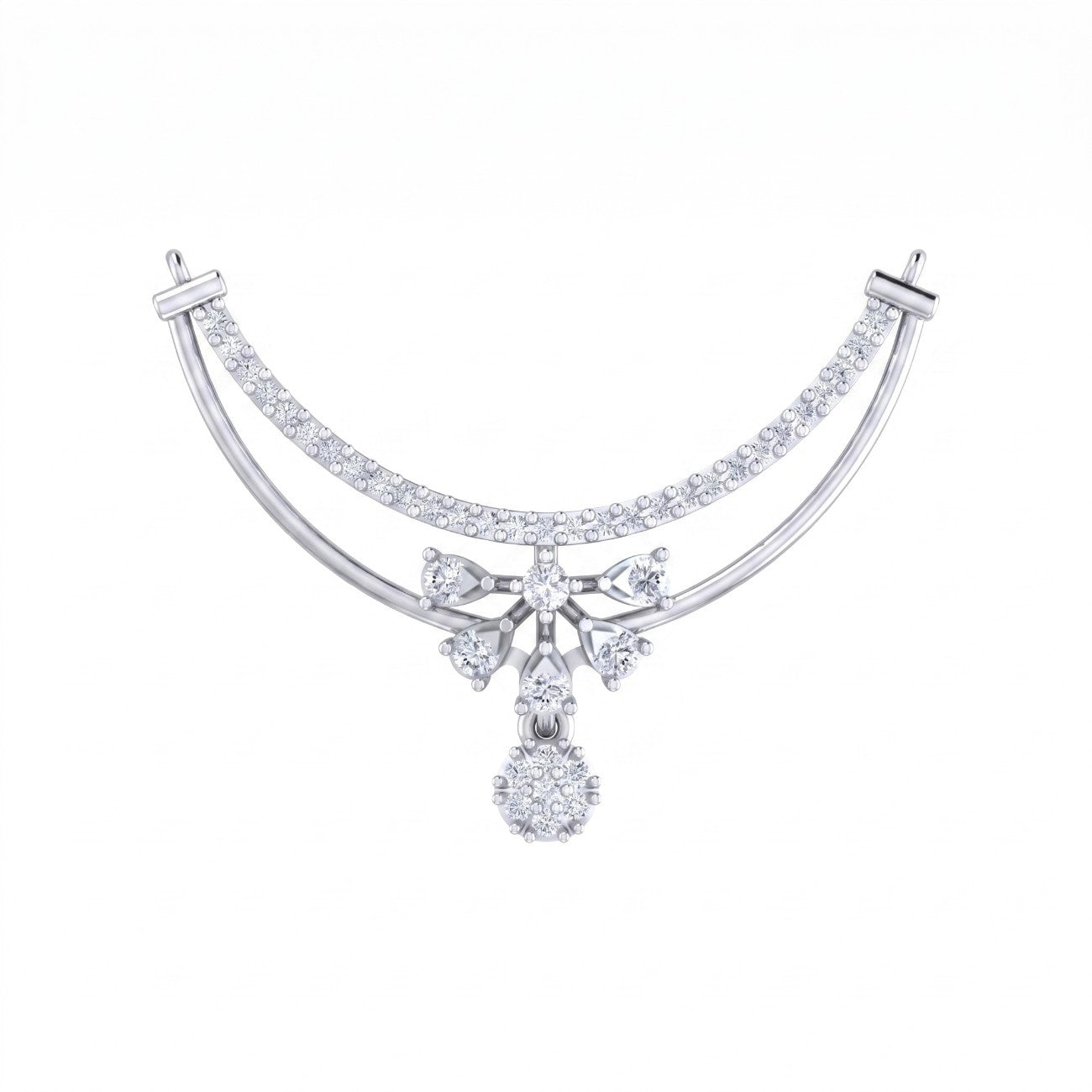 White gold & diamond bridal mangalsutra on white background