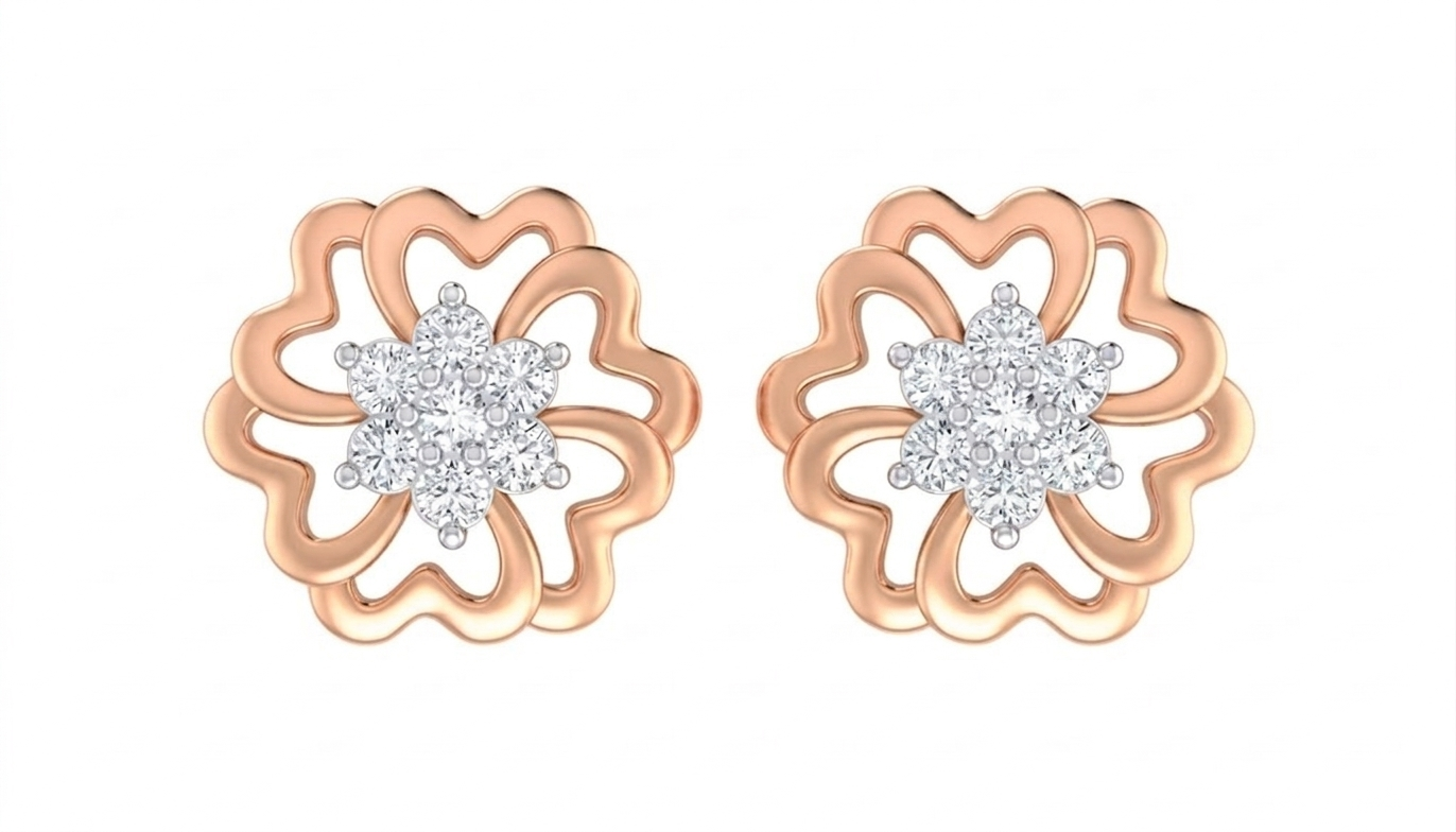 Rose Gold Diamond Earring | under 40k 