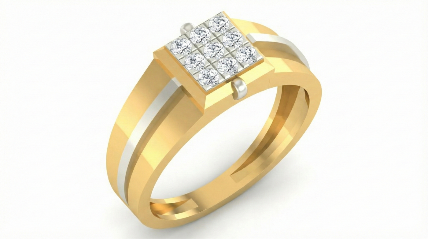 Gold & Diamond Engagement Ring For Men KRB20107