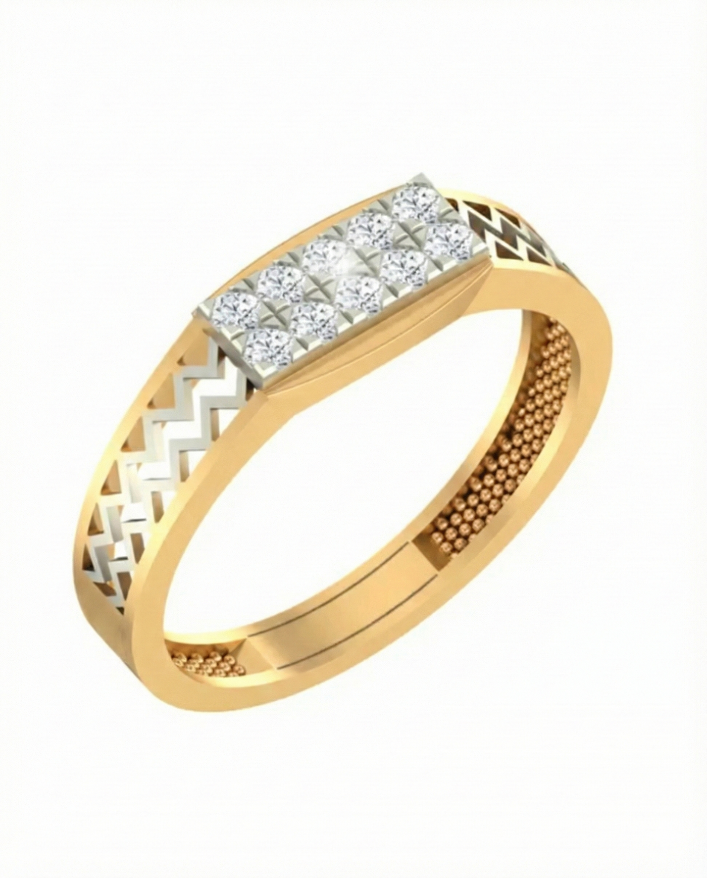 Gold & Diamond Band Ring For Men KRC20098
