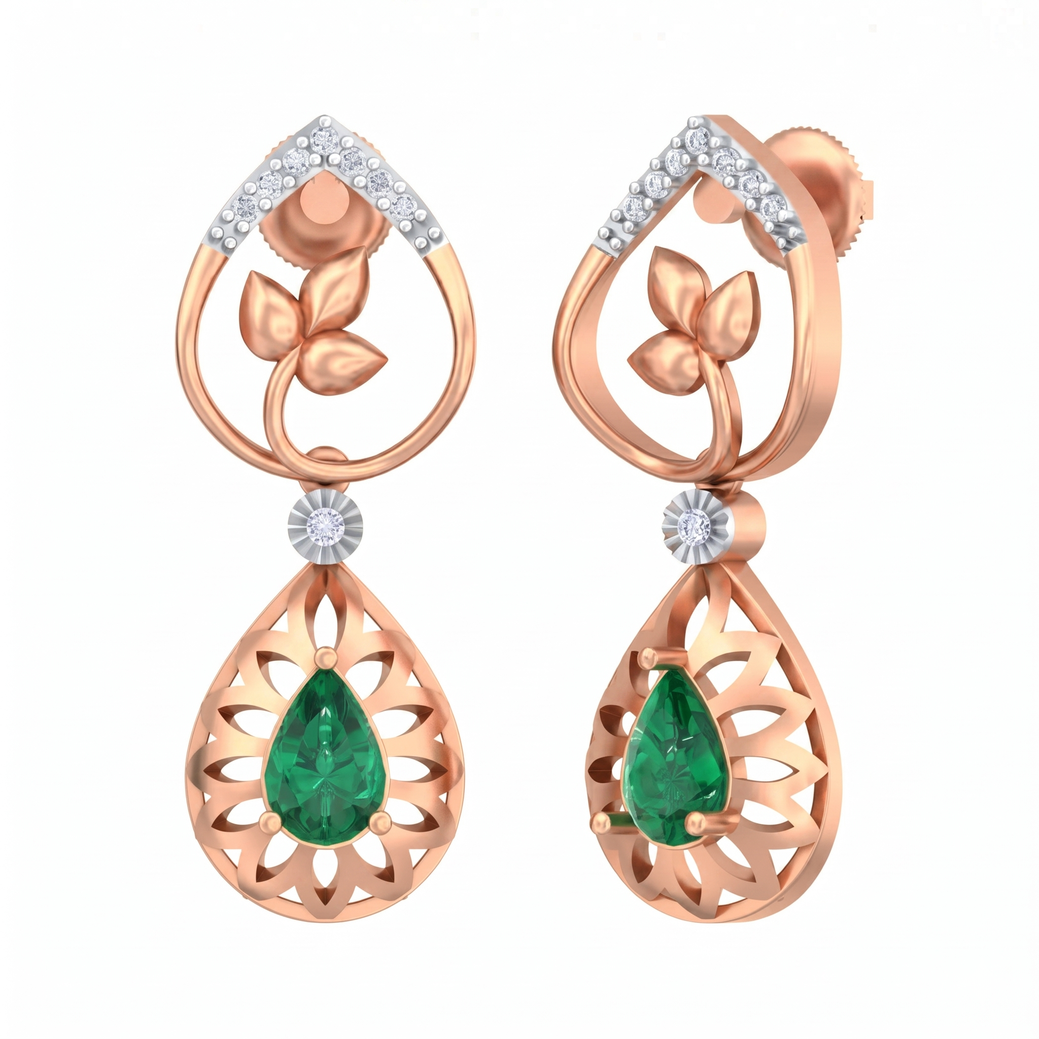Rose Gold Diamond Earring | under 40k 