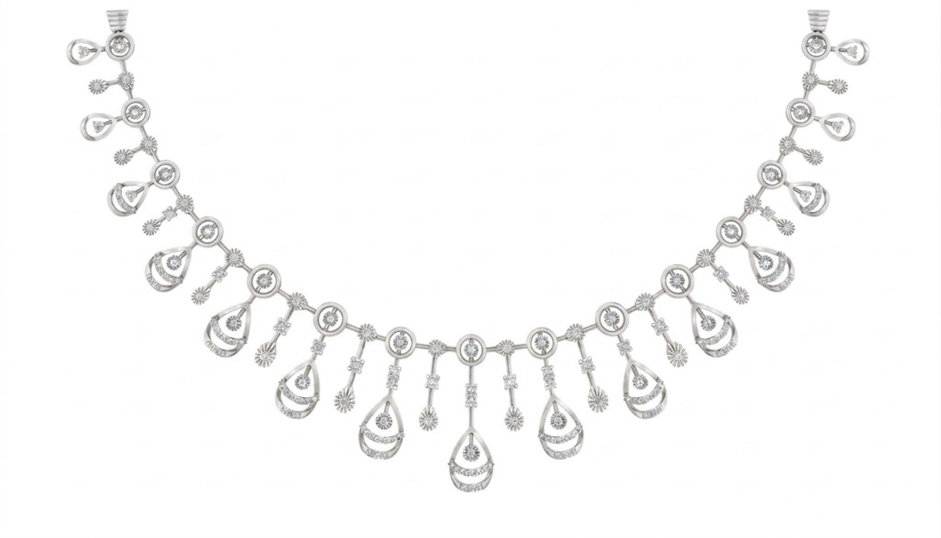 14K Gold & Diamond Choker Necklace Set KRB44086N