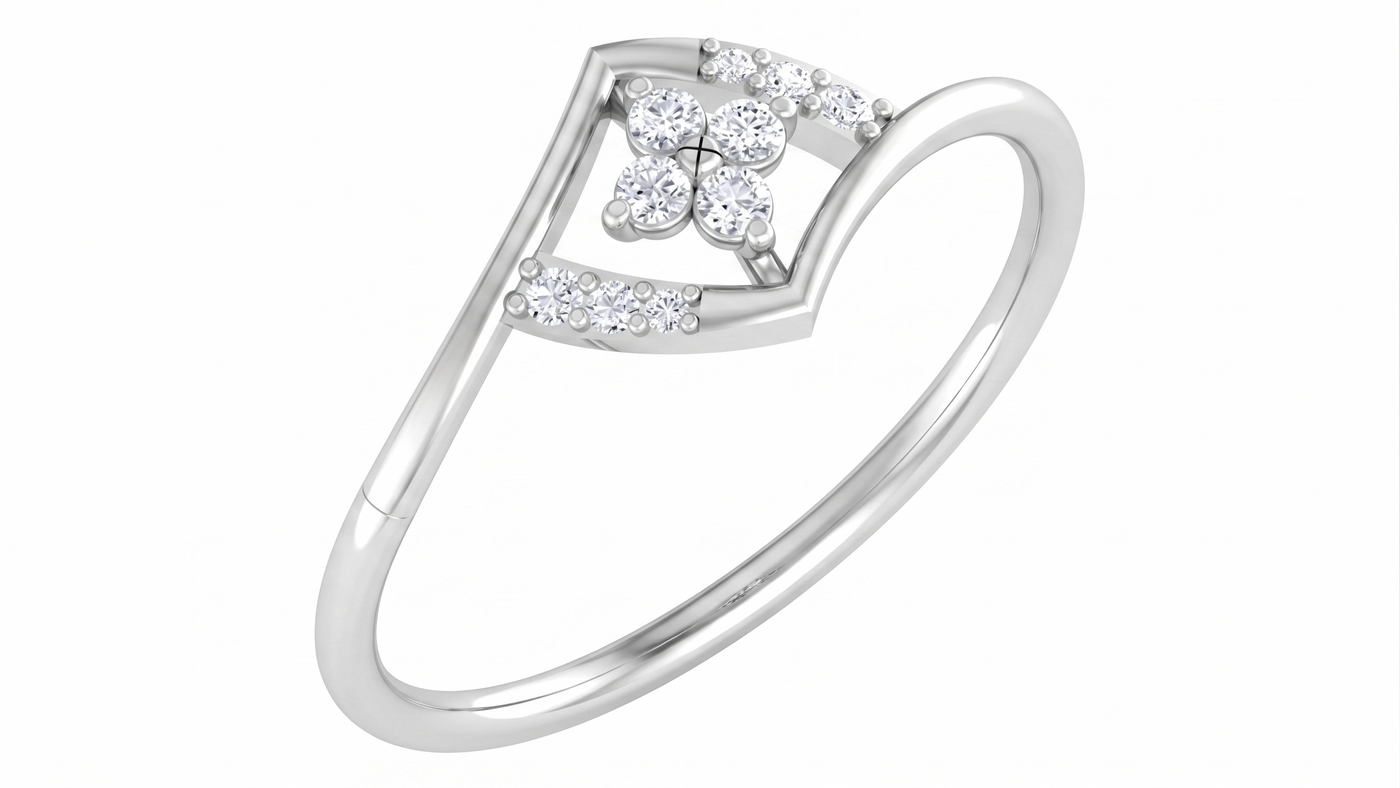 Gold & Diamond Floral Ring For Women KRC10709