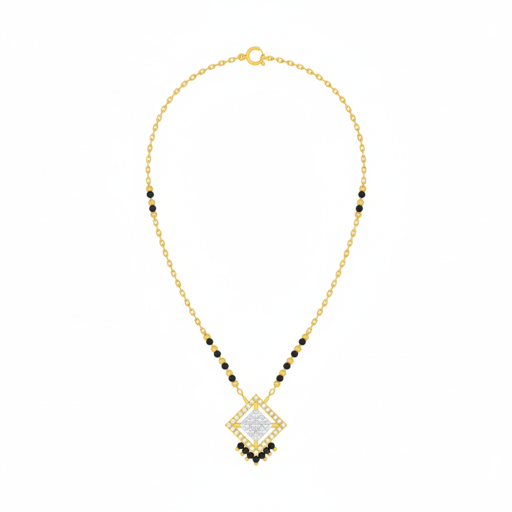 Gold & Diamond Beaded Mangalsutra For Women KRC50200