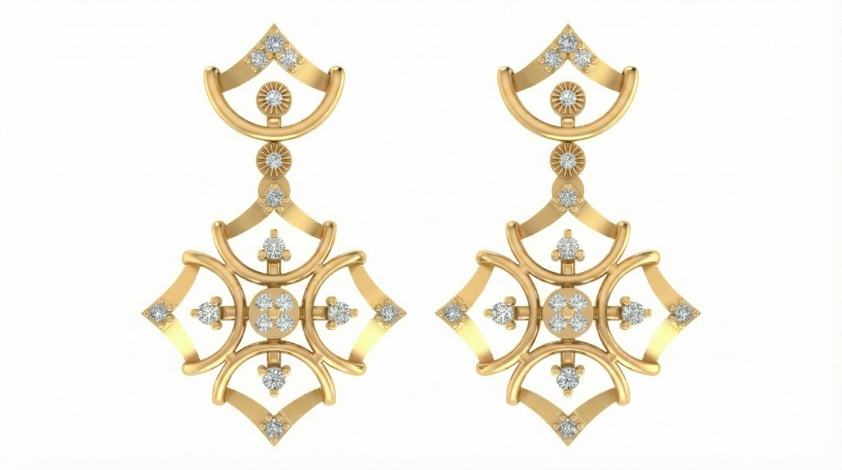 14K Gold & Diamond Women Earring KRB44096E-A