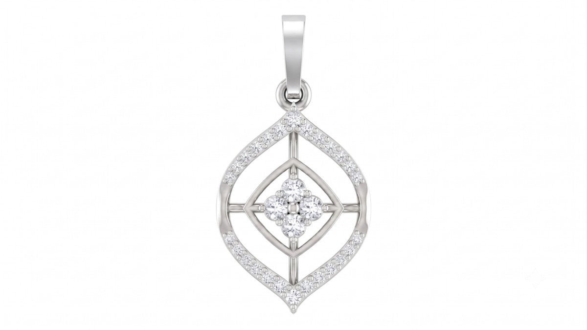 White gold and diamond pendant on white background
