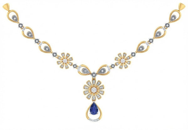 Gold & Diamond Gemstone Necklace Set KRC60034