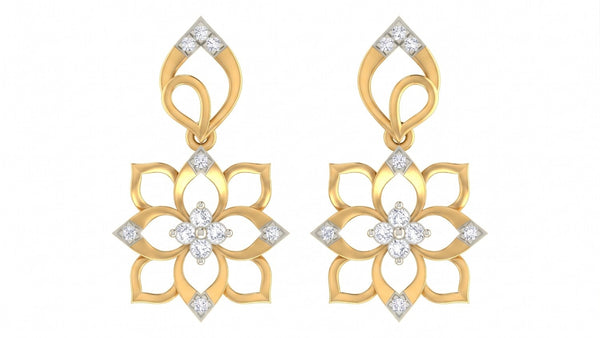Gold & Diamond Floral Women Drop Earring KRB60038E