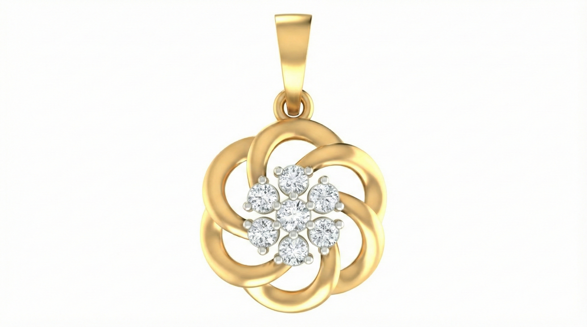 18K Gold & Diamond Floral Pendant Set KRA40084P