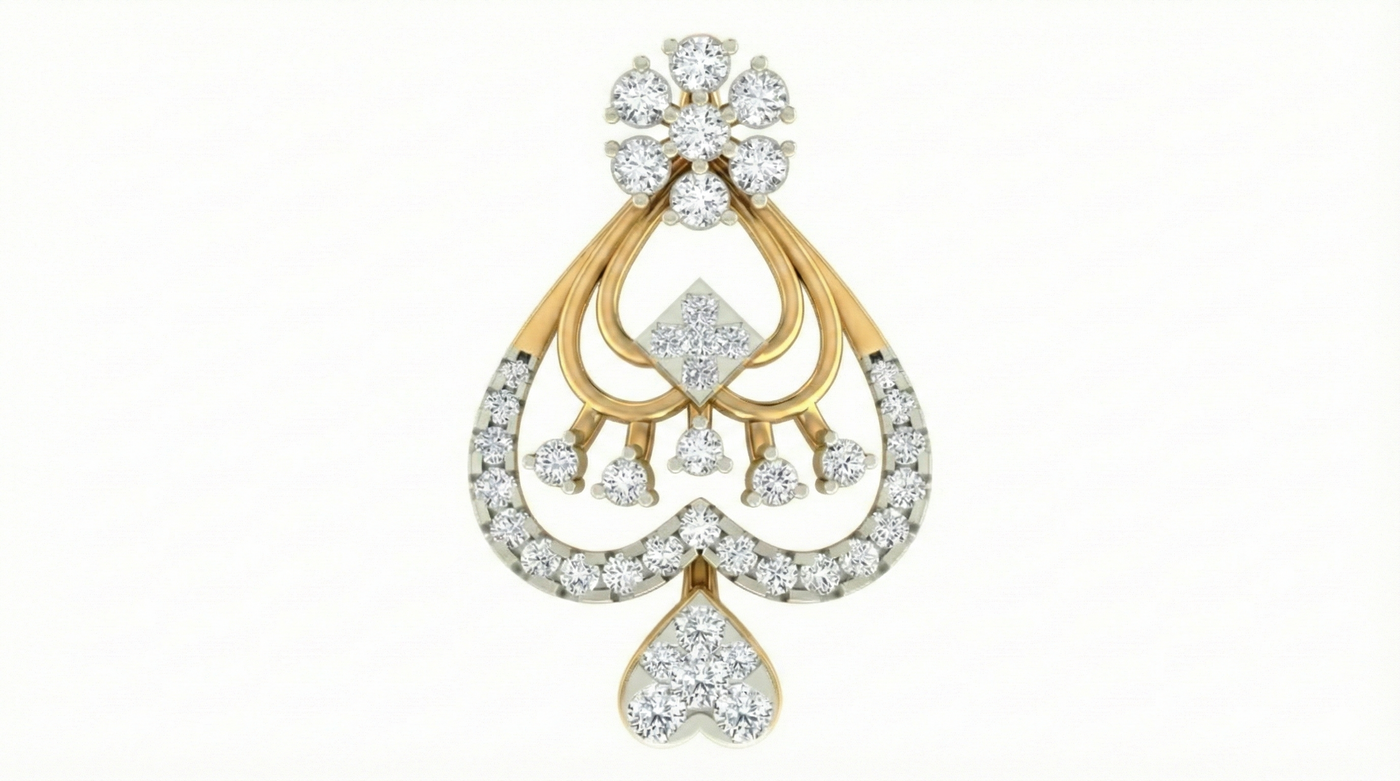 18K Gold & Diamond Floral Pendant Set KRA40171P