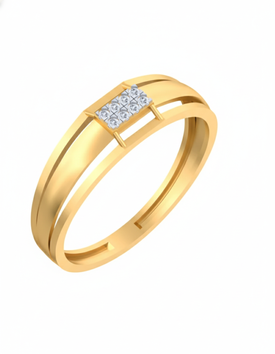18K Gold & Diamond Ring For Men KSK237