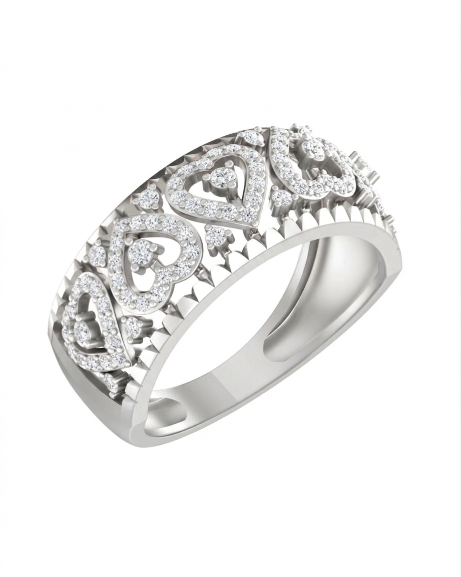 Gold & Diamond Band Ring For Women KRC10599