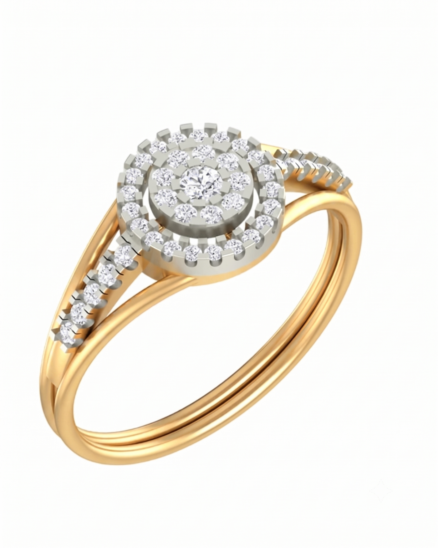 Gold & Diamond Halo Ring For Women KRB10181