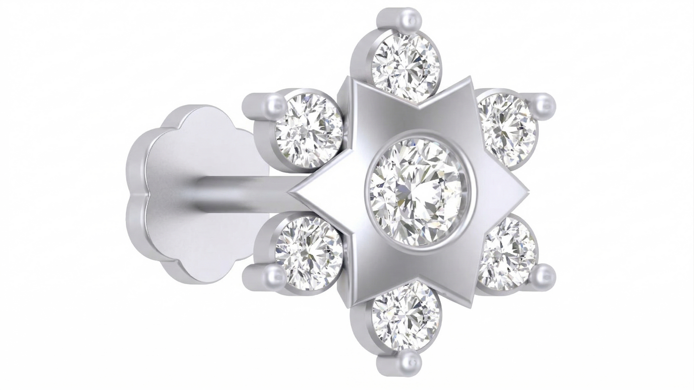 Gold & Diamond Stud Nose Pin KRC80185
