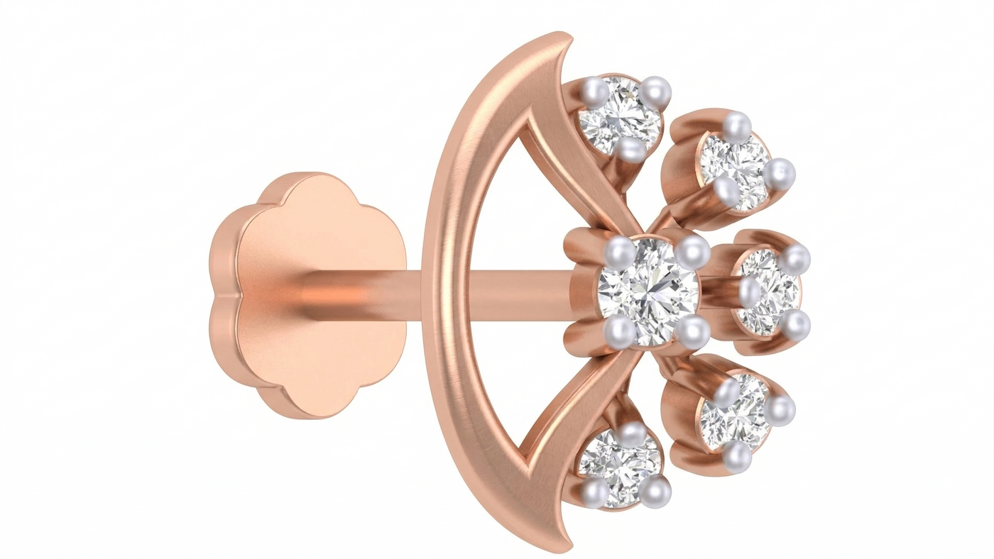 Gold & Diamond Stud Nose Pin KRC80275