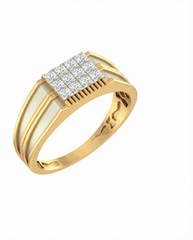 18K Gold & Diamond Band Ring For Men KRA60213