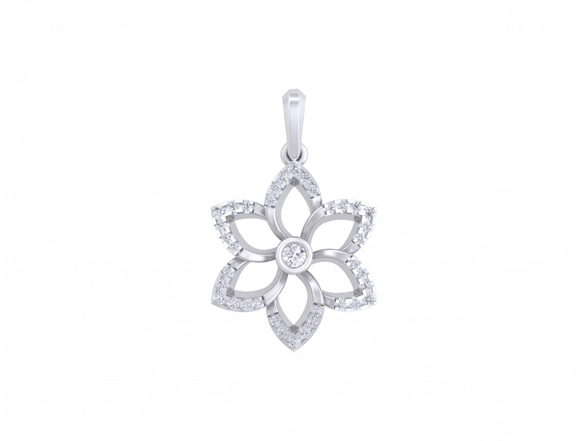 white gold and diamond pendant on white background