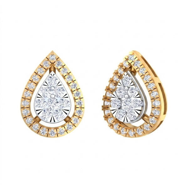 Gold & Diamond Teardrop Women Stud Earring KRC40743E