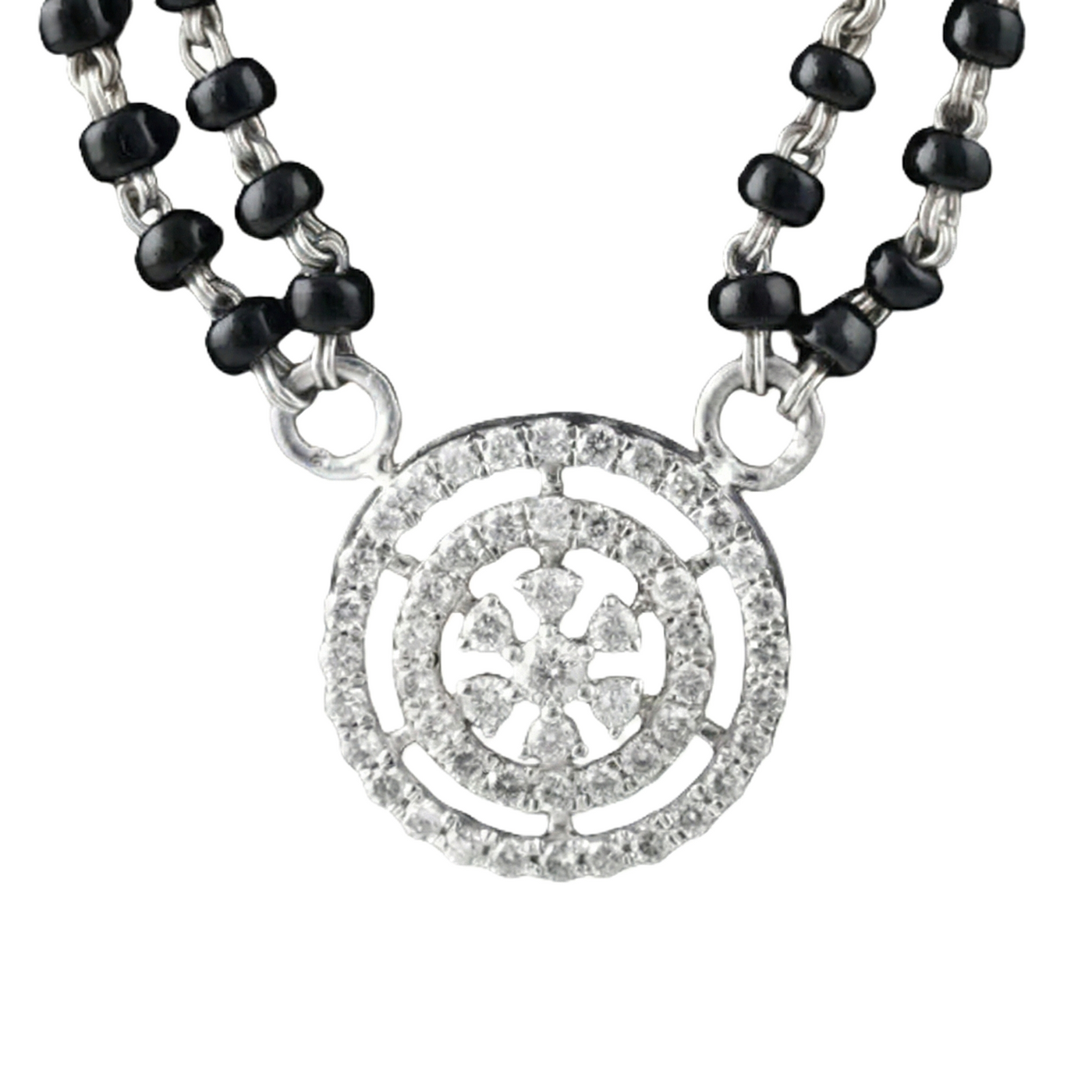 Gold & Diamond Round Beaded Mangalsutra For Women KRC50157
