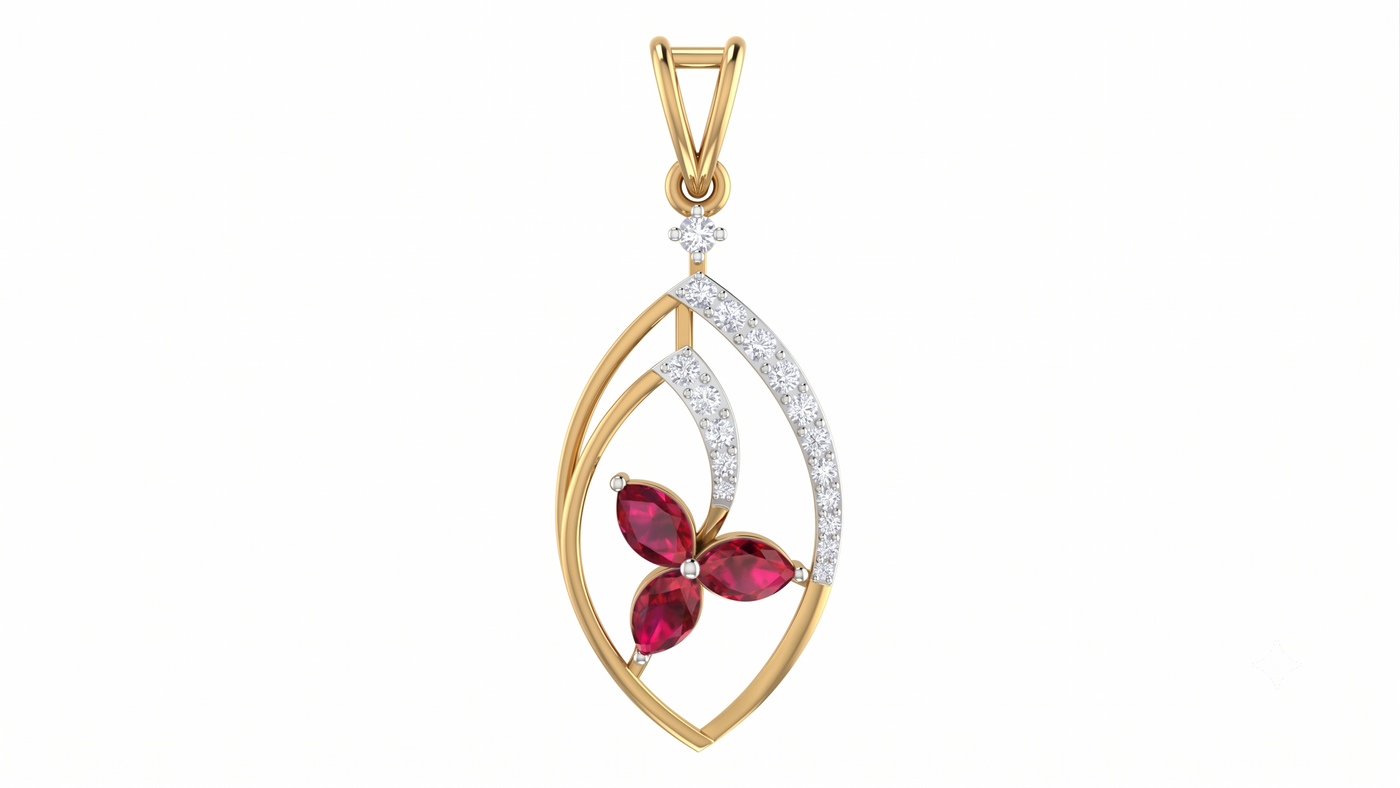 Gold & Diamond Gemstone Pendant Set KRC40710