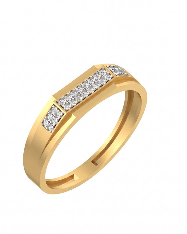 Gold & Diamond Band Ring For Men KRC20074