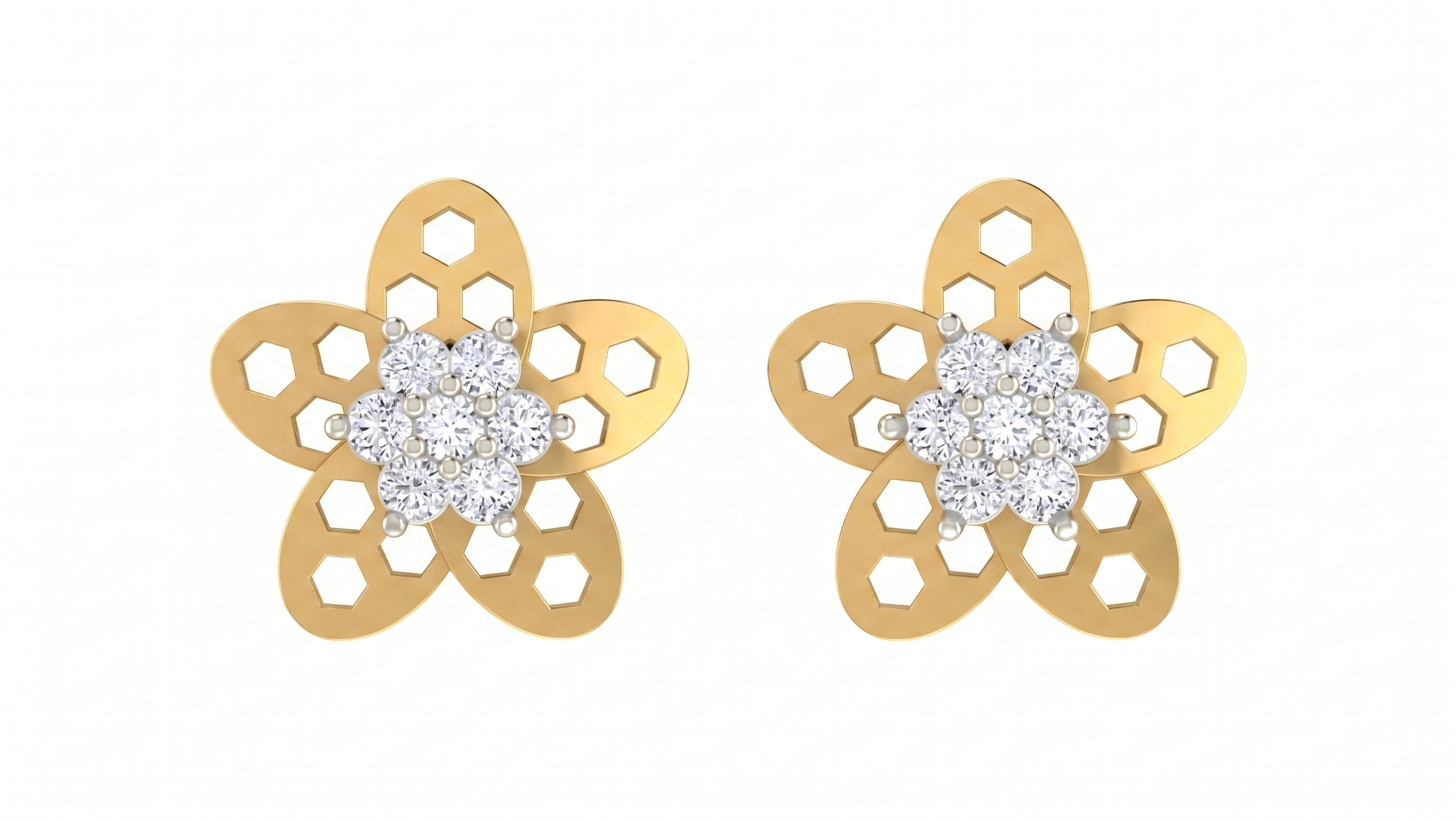 Floral Yellow Gold Diamond Earring | under 40k 