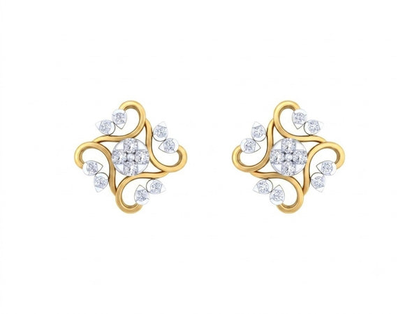 Gold & Diamond Floral Women Stud Earring KRC40660E