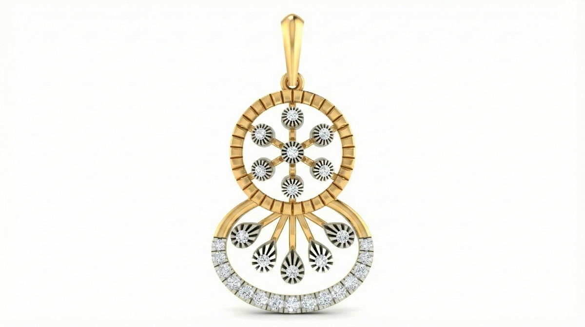 18K Gold & Diamond Floral Pendant Set KRA40020P