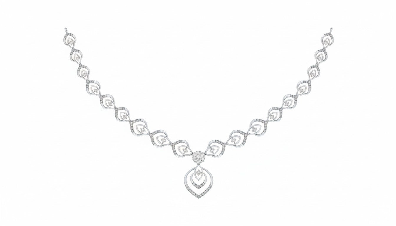 Diamond necklace on a white background