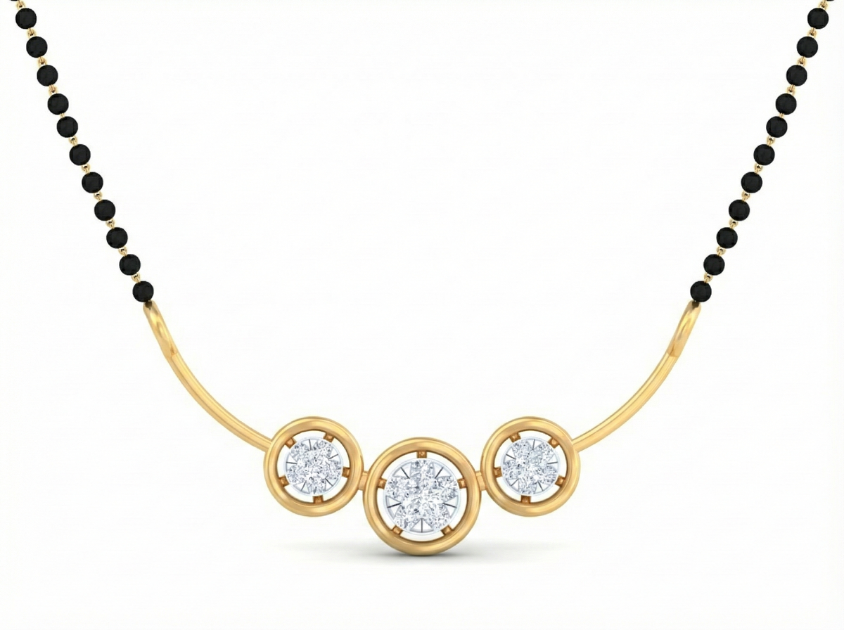 18K Gold & Diamond Beaded Mangalsutra For Women KSK200