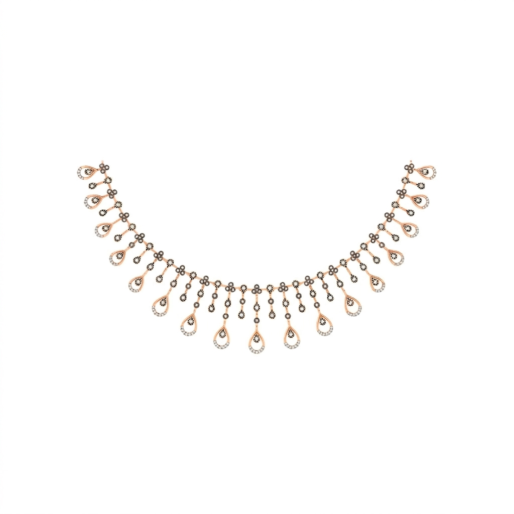 18K Gold & Diamond Choker Necklace Set KNCK-1139A