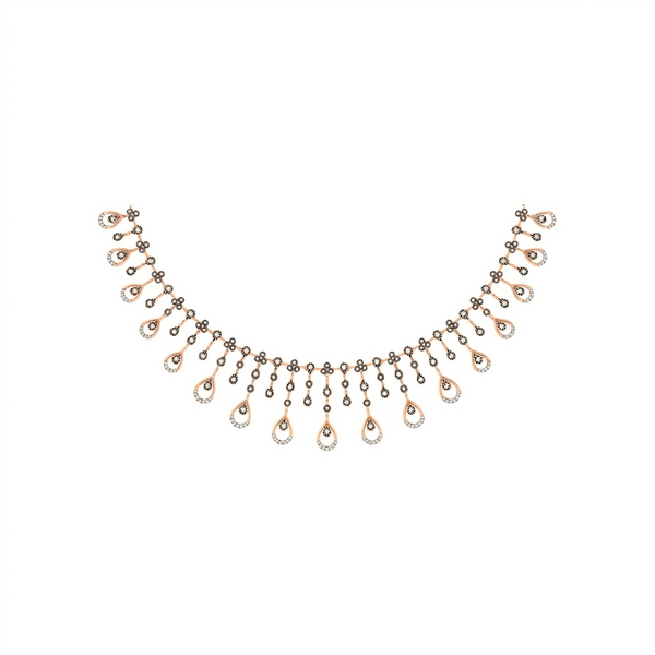 Gold & Diamond Choker Necklace Set KRC60147