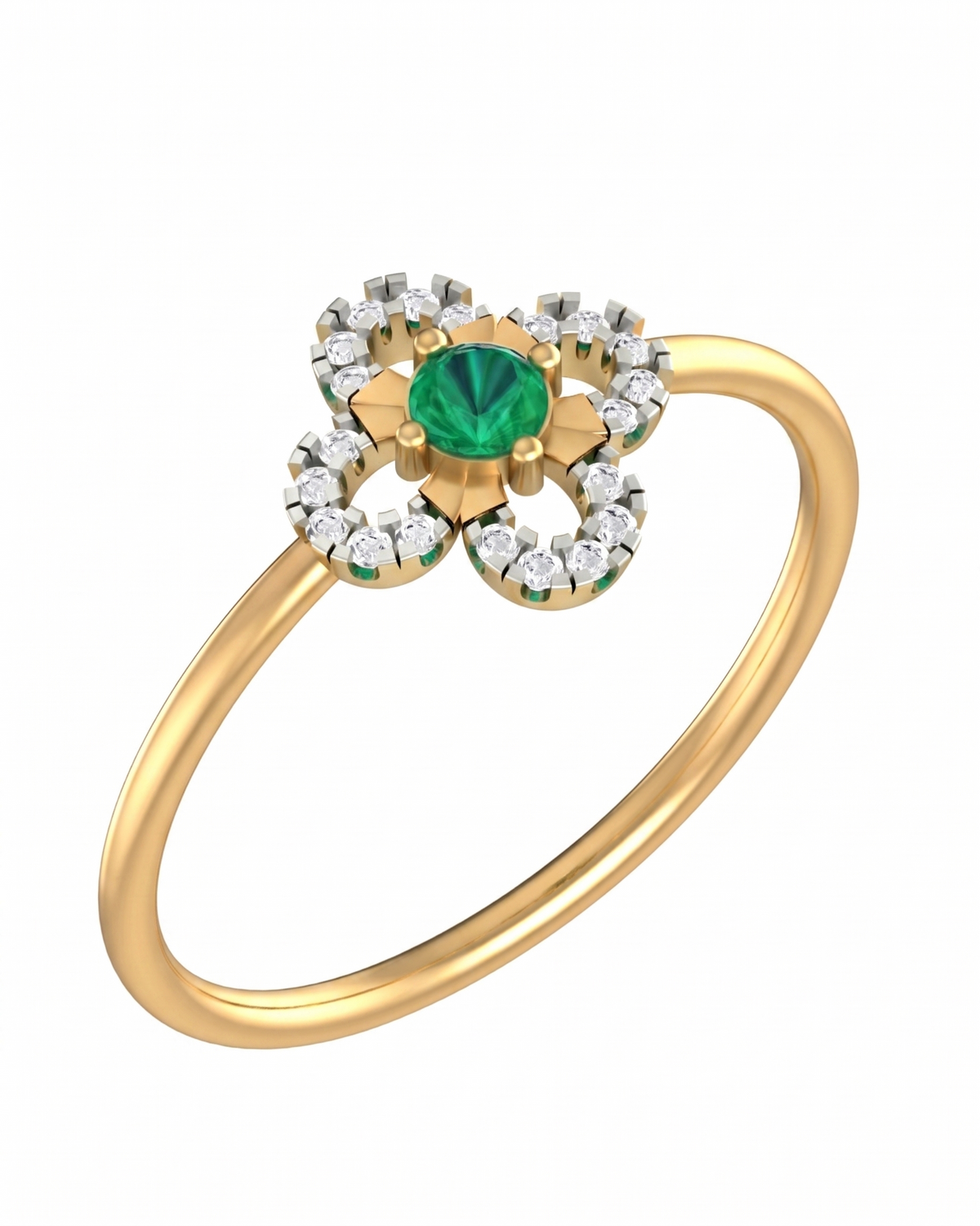 Gold & Diamond Gemstone Ring For Women KRC10243