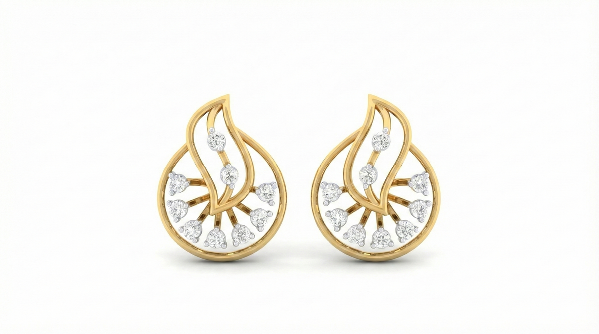 14K Gold & Diamond Women Stud Earring KRI44030EG