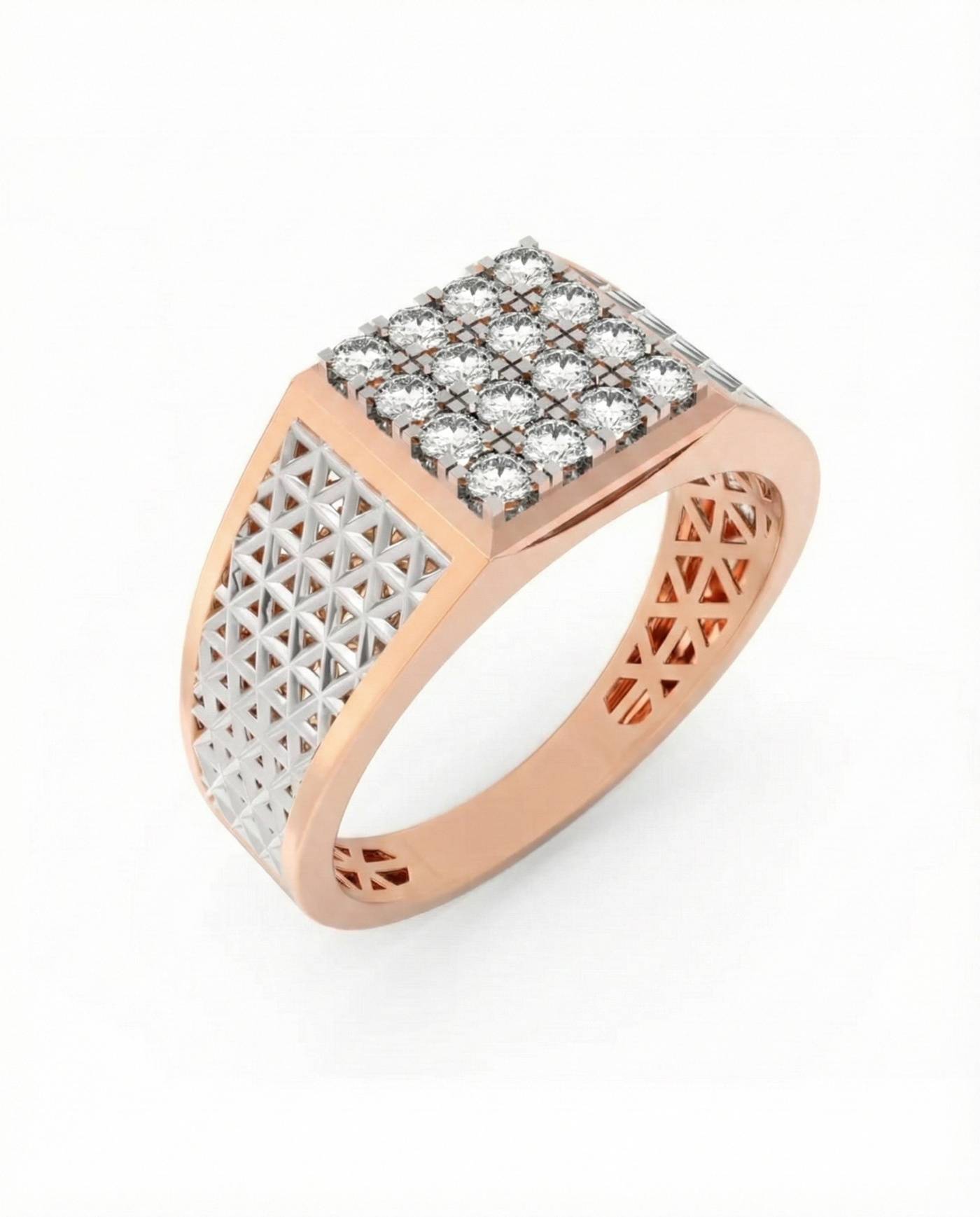 Gold & Diamond Square Ring For Men KRC20248
