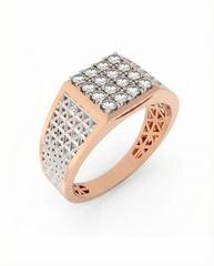 18K Gold & Diamond Square Ring For Men KRC60259