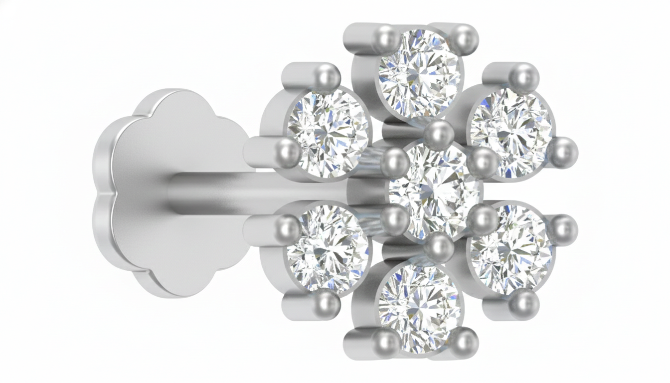 Gold & Diamond Stud Nose Pin KRC80158