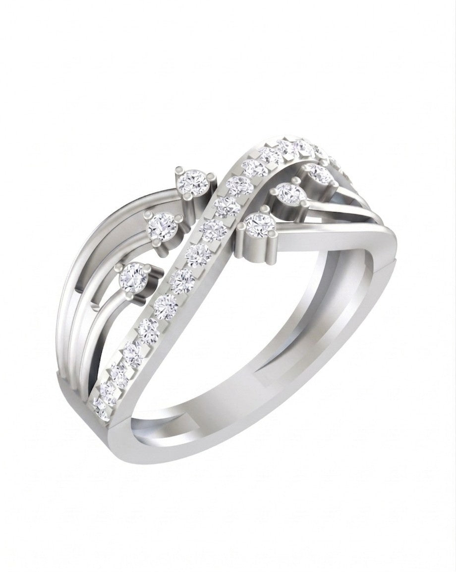 White Gold & Diamond Half-Eternity Ring For Women with sparkling diamonds on a gold band.