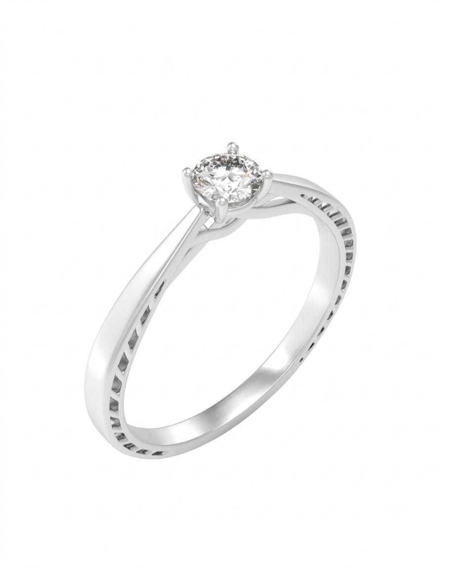 Yellow gold and diamond ring on a white background