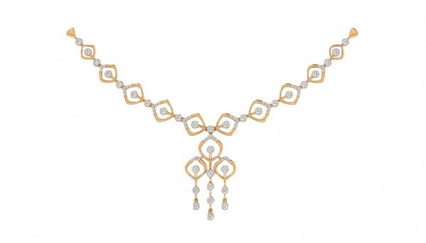 14K गोल्ड और डायमंड डेलीवियर नेकलेस सेट KRB44113N-A