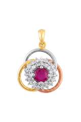18K Gold & Diamond Floral Pendant Set KRB40206P