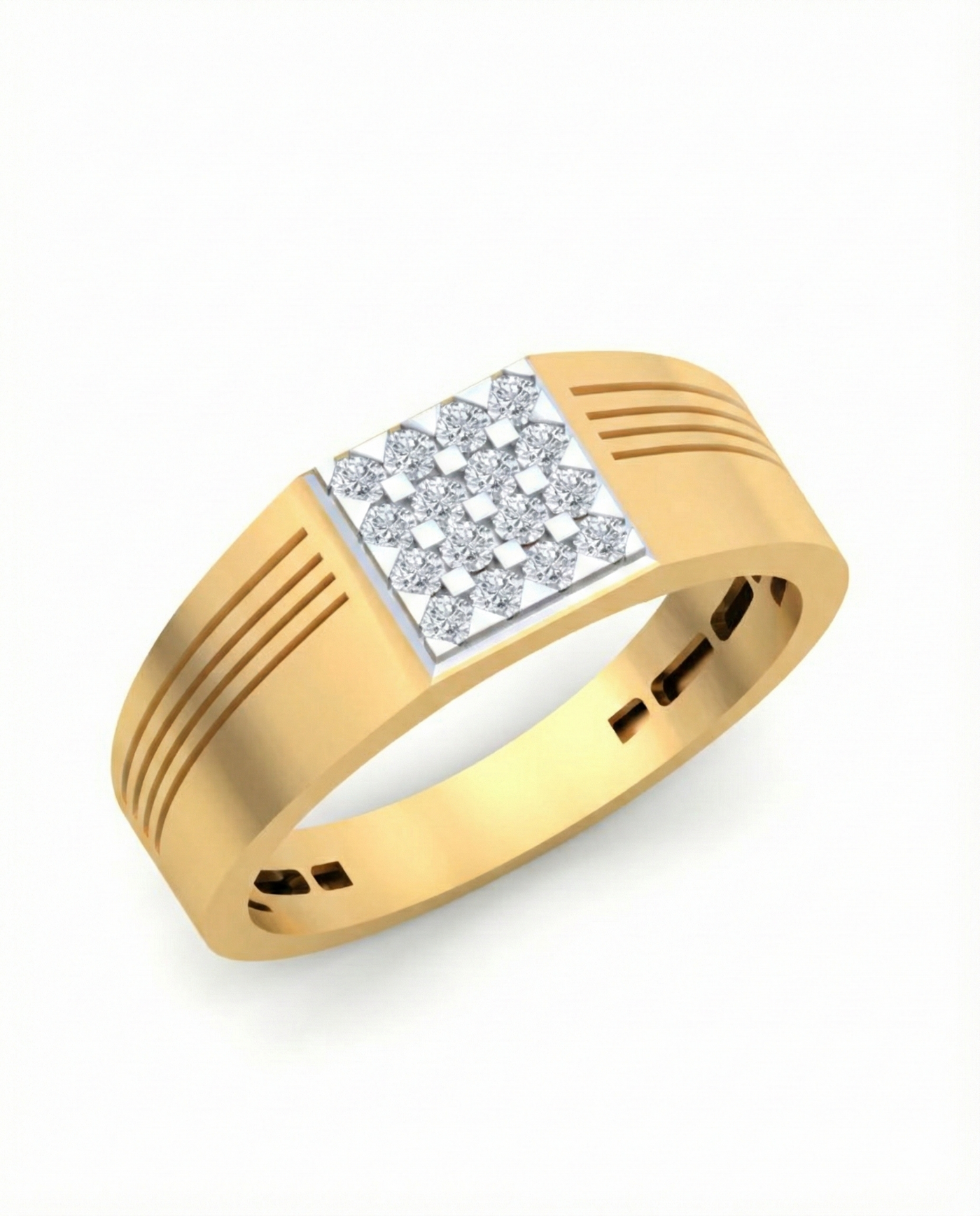 Gold & Diamond Square Band Ring For Men KRC20213