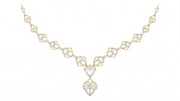 Gold & Diamond Floral Necklace Set KRC60089N
