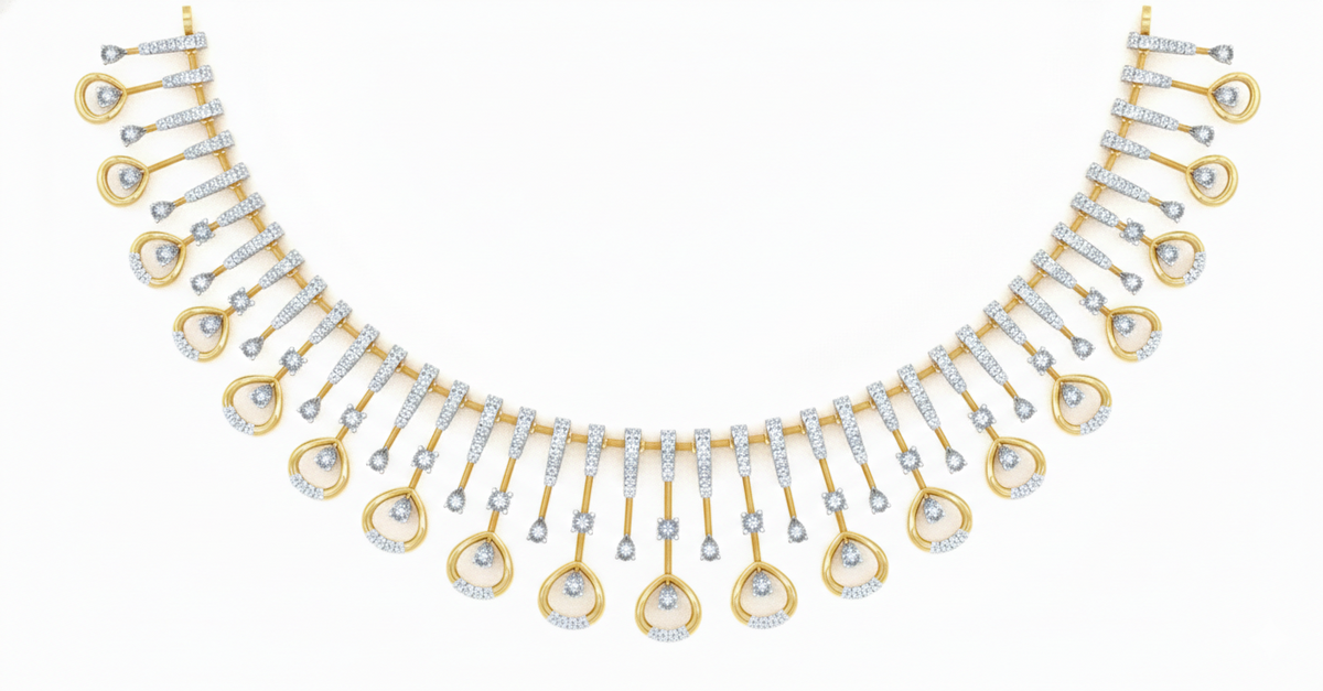 14K Gold & Diamond Choker Necklace Set KRB44122N