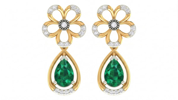 Gold & Diamond Gemstone Drop Earring for Women KRC60046E